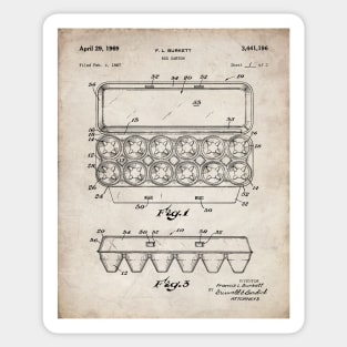 Egg Carton Patent - Kitchen Chef Farming Farmhouse Art - Antique Sticker